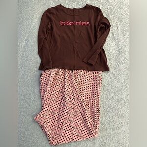 Bloomies Pajamas Set Womens Large Petite Length Sleepwear Set